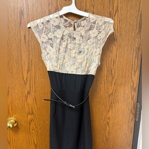 Tiana B Lace Bodice Dress Black Beige Cocktail Size 10